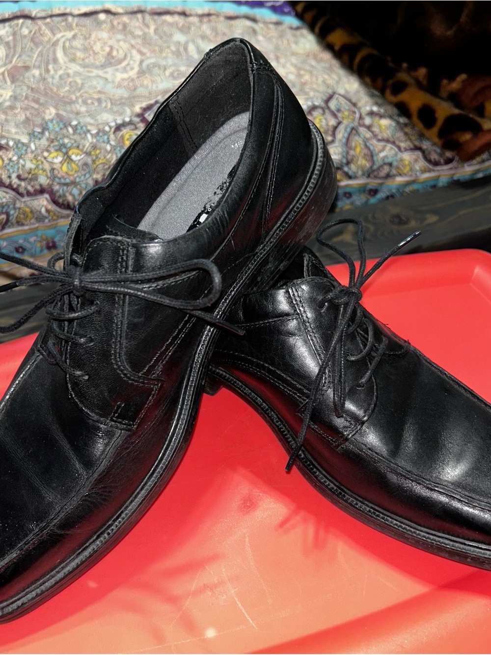 Florsheim Black Leather Lace-Up Oxfords